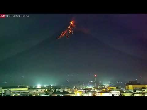 Surreal: Mayon Volcano Lava Dome Producing Incandescent Rockfalls Above Legazpi City, Philippines
