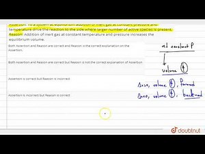 Assertion: To a system at equilibrium addition of inert gas at constant pressure and temperature