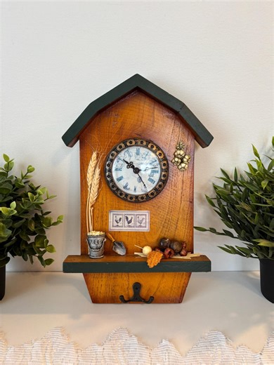 Wooden Cottage House Wall Clock, Wooden Clock - Etsy