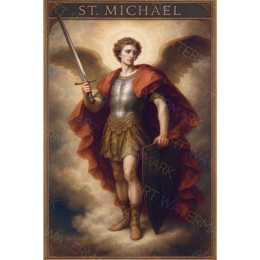 St. Michael the Archangel Canvas Painting | Catholic Wall Art | Christian Home Decor | Saint Michael Gift - Etsy