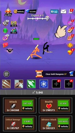 Epic stickman RPG ideal gameplay in infinity ♾️ attribute and coins 🪙 diamonds💎