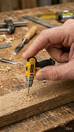 “Small but powerful! Here’s how this mini drill handles hardwood. 💪