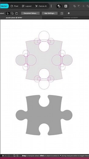 Make puzzle pieces from simple shapes #affinity #vectorart
