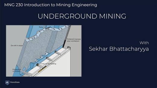 Underground Mining Methods Modern Techniques — MNG 230 | Penn State Energy Mineral Engineering | Sekhar Bhattacharyya