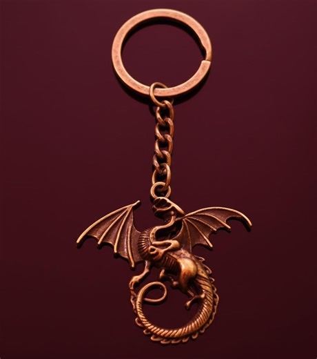 Winged Dragon Mythology Keychain Vintage Bronze Charm - Etsy