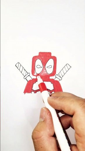 Lego Deadpool in a Simple Art Style 🧱🎨 | Satisfying Drawing #shorts