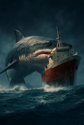 Megalodon Shark Attack Ship #scary #thalassophobia#attack #ship #shark
