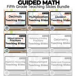 Math Teaching Slides Year Bundle | Guided Math 5th Grade | Digital Lessons