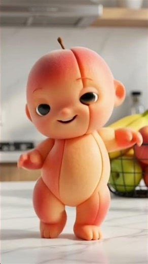 Tiny Peach Baby Dance on Kitchen Table | Cutest 4K Whimsical Animation ✨Hashtags:#PeachBaby