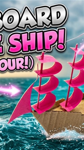Turning Trash into a PIRATE SHIP! 🌊#cardboardchallenge #DIY #CardboardCraft