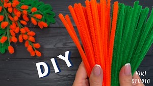 How to make Easy Flowers from Chenille Stems Pipe Cleaner Flowers #diy #craftideas #chenillestems #chenillepatches #pipecleanerflower | VIKI Studio DIY