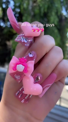 Adorable Flared Duck Nails with Charms in Light Pink Color