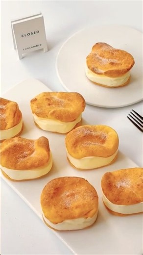 Creamy Choux Cream Cake 🤍✨ The Perfect Bite! #creampuff #fypシ゚viral