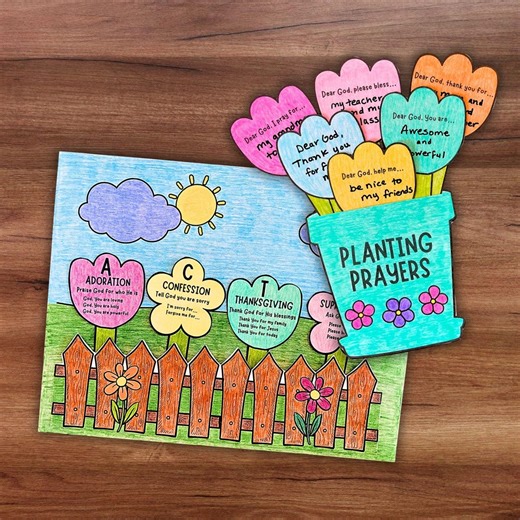 How to Pray Sunday School Craft Set for Kids, ACTS Prayer Flower Garden Coloring Activity, Spring Learn to Pray Cut and Paste Printable - Etsy