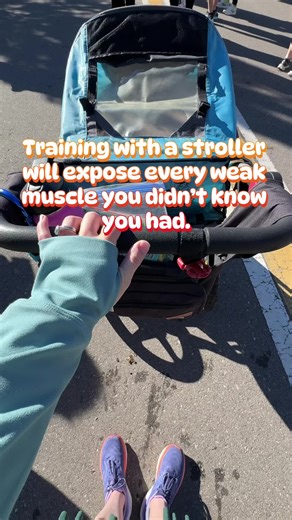 Running with a stroller is a whole different sport. Your legs are working… but so are your shoulders, back, and core every single mile. If you’re training for races with a stroller, upper body and core work will make a huge difference in how strong and comfortable those miles feel. #stroller #motherrunner #strollerrunning #momtok