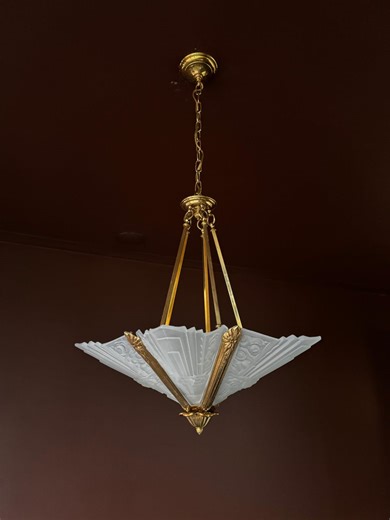 Solid Brass Art Deco Pendant Light - Etsy