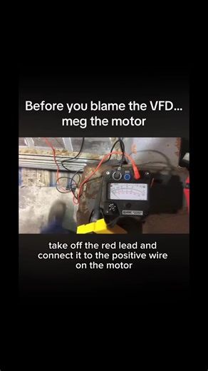 Megger testing checks motor insulation resistance. Low insulation resistance can cause ground faults and VFD trips. Always verify the motor before replacing the drive. Free VFD troubleshooting guide in bio. #megger #motortroubleshooting #industrialautomation #electrician #VFD