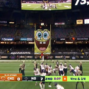 SpongeBob SquarePants makes an appearance on the Nickelodeon broadcast! 📺: #CHIvsNO on CBS / NICK / Prime Video 📱: NFL app // Yahoo Sports app: http://bit.ly/2L6fZhO | NFL