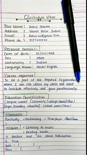 Professional CV For Student 😎 | #cv #english #resume #shorts