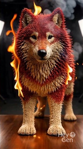 “Watch This Matchstick Wolf Catch Fire! 🔥 Unreal AI Art”😱 #shorts