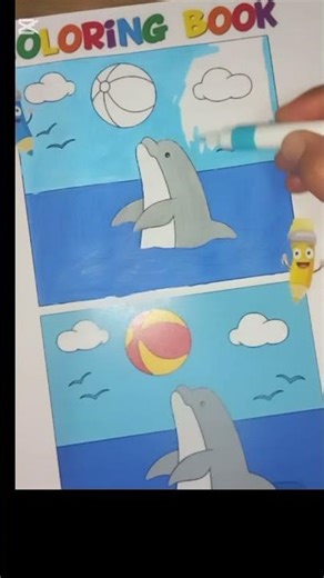 Cute Dolphin Coloring Book Tutorial 🐬💙 #art #illustrative #drawing #drawingprocess #disney #kpop