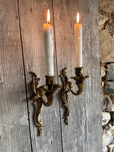 Vintage French Pair of Candle Wall Sconce Candlesticks - Etsy