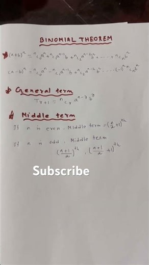Binomial Theorem formulas
