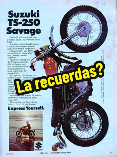Conoce la historia detrás de la SUZUKI TS250 SAVAGE. #historiasdemotos #suzuki