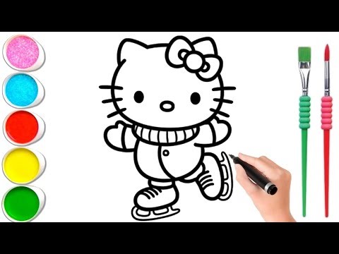 Cute Ice Skating Kitty Drawing | Easy Colouring for Kids | Step by Step Art