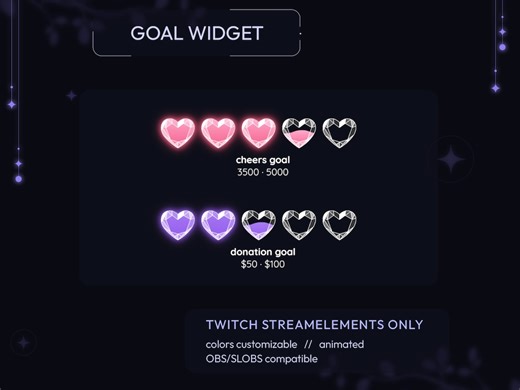 Goal Widget for Stream Twitch | Crystal Hearts - Etsy