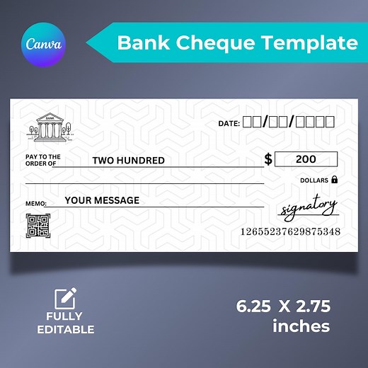 Printable Blank Cheque Template, Editable Bank Check Template, Manifesting Check, Cheque Template, Abundance Checks, Personal Check Template - Etsy