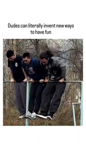 LaughAndLearn on Instagram: "The post showcases a 13-second video of four young men executing a synchronised acrobatic sequence on parallel bars in a park, involving flips, handstands, and mid-air handoffs, demonstrating improvised athleticism and group harmony. Shared by @dudespostingws , a popular account for wholesome yet ironic male antics, the clip amassed 46,000 likes and 1.5 million views in under 24 hours, reflecting its resonance with audiences seeking light-hearted escapism. Viewer rea