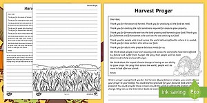 Key Stage 2 Harvest Prayer Activity