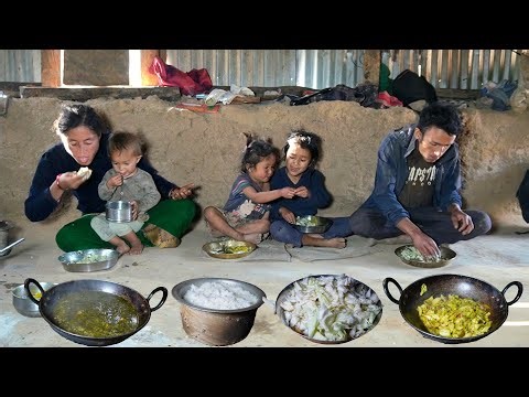Nepali Traditional Cooking || Sinki Rice and Potato Cabbage Curry ||
