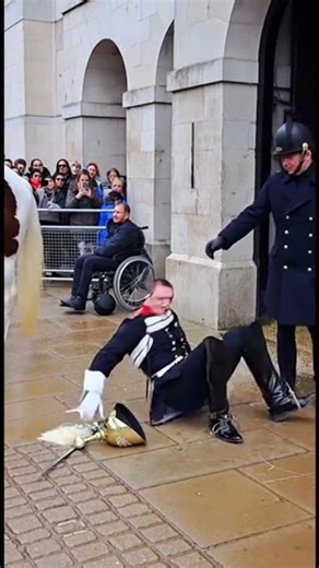Royal Guard FALLS right next to Wheelchair! 😵 (FAIL) #shorts