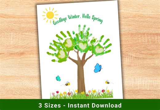 Spring Handprint Craft for Kids, Butterflies Bees Tree Art Keepsake, Hand Print Baby Toddler Homeschool Daycare Preschool Printable Activity - Etsy