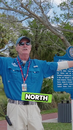 #DidYouKnow why the Jupiter Inlet Lighthouse was built here? 🌊✨ Docent Eric explains that George Meade, the original designer and site selector, chose this spot in the 1850s because it's the midpoint between Key Biscayne and St. Augustine. With a 350-mile gap between those lighthouses, the Jupiter Inlet was the perfect location to guide ships safely along Florida's coast. Plus, this area juts out the furthest into the Atlantic Ocean, making it an ideal landmark. Experience more fascinating hist