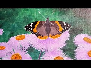 How to paint a Fluorescent Butterfly and Wildflowers | LIVE Acrylic Painting Class