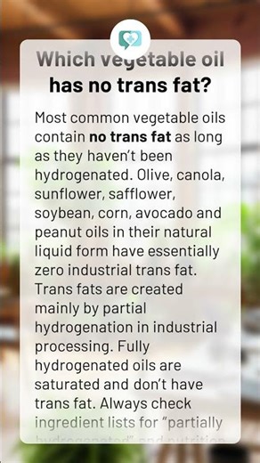 Which vegetable oil has no trans fat?