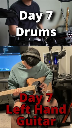 Day 7 of learning to play left handed guitar #musicalinstrument #guitar