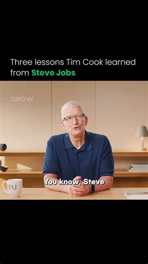 Entrepreneurship | Business | Startup Culture on Instagram: "In a Wall Street Journal interview, Tim Cook reflected on the leadership lessons he learned from Steve Jobs. He shared three core takeaways that shaped his own approach: the power of focus, the courage to say no, and the importance of keeping simplicity at the center of everything. Follow us (@simplyougrow) for everything related to entrepreneurs Media: WSJ. Style"