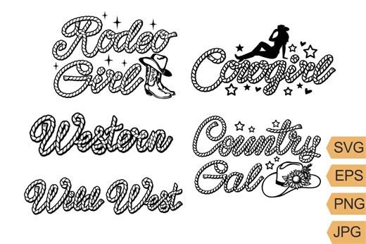 Rodeo Girl SVG Bundle Cowgirl Rope Font Clipart, Western Country Gal Vector Cut Files, Wild West EPS PNG Jpg Digital Download for Cricut - Etsy Australia