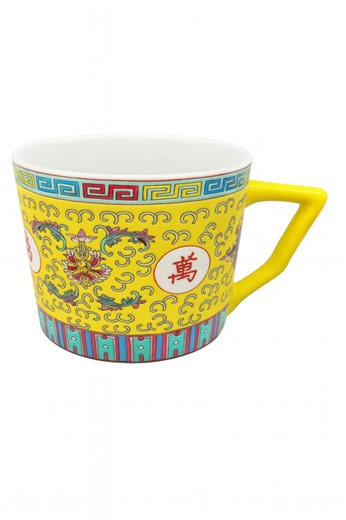 Vintage Chinese Porcelain Tea Cup Set: Yellow Longevity Cups - Etsy