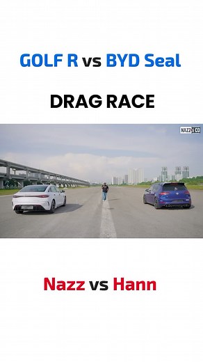 Nazz Abdullah on Instagram: "Golf R vs BYD Seal Kali ni saya pulak yang race dengan Hann dari Carbuddie. Korang rasa siapa menang? 😉 Full video di channel Youtube saya “Nazz Abdullah” #dragrace #golfr #bydseal"
