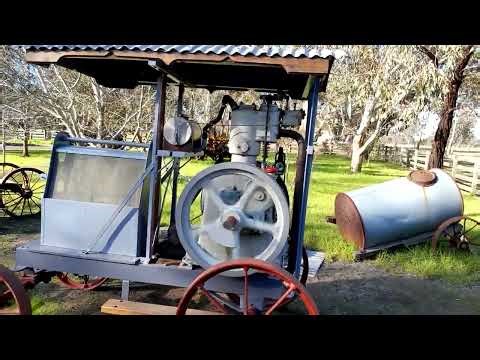 Vintage engine startup. 12 hp russell-newbery.