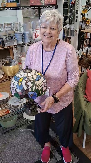 Look at this beautiful Tiffany style lamp that just came in today. Remember we have two locations both full of wonderful treasures for your home. | Treasure House Thrift & More