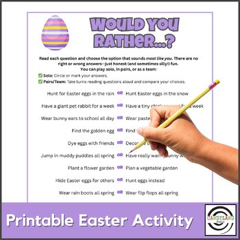 Easter Would You Rather Spring Icebreaker Brain Break Classroom Party Activity