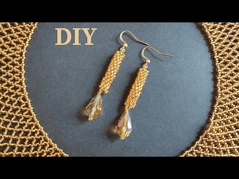 DIY peyote beaded earrings, tubular beaded earrings, beading tutorial