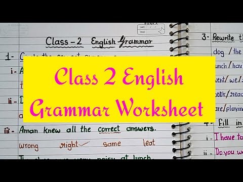 Class 2 English Grammar Worksheet || English Grammar Worksheets For Class 2 