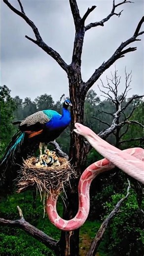Eagle Saves Peacock Family from Giant Python 😱🦅🐍 #wildliferescue #youtubeshorts
